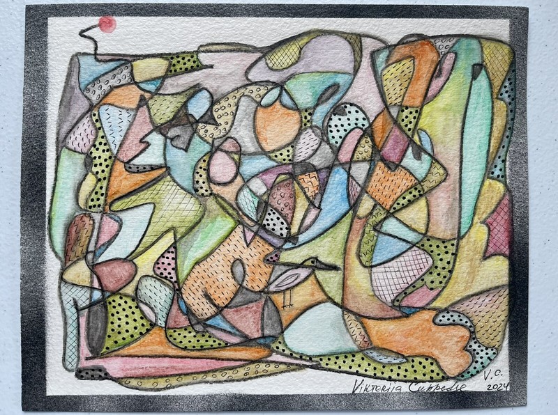 New Original Watercolor Painting With Ink Details On Paper “Seagull” Signed