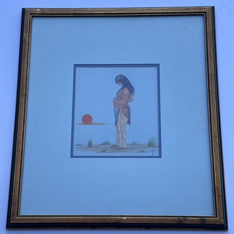 JOHNNY MOORE TIGER JR PAINTING NATIVE AMERICAN INDIAN TRIBAL ART LISTED FAMOUS