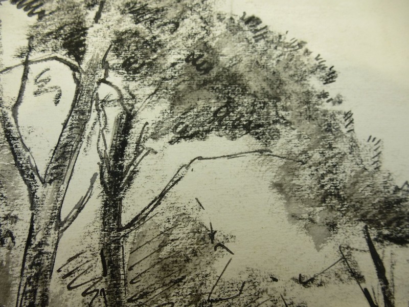 Watercolour / Charcoal Drawing "Central German Landscape" Unsigned gallery
