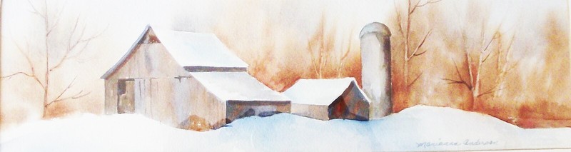 VINTAGE MARIANNA ANDERSON AMERICAN FARMHOUSE ORIGINAL WATERCOLOR PAINTING SIGNED