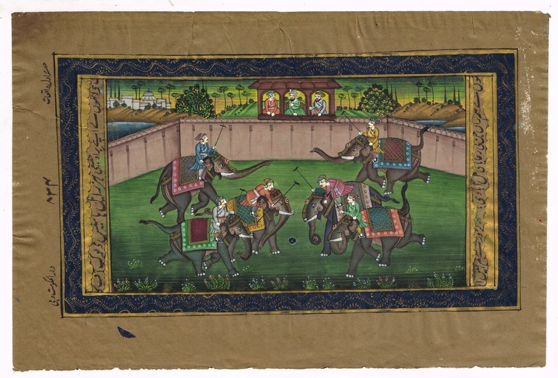 Mughal Miniature Old Painting Of Polo Game King Playing Polo Game 10.5×7 Inches