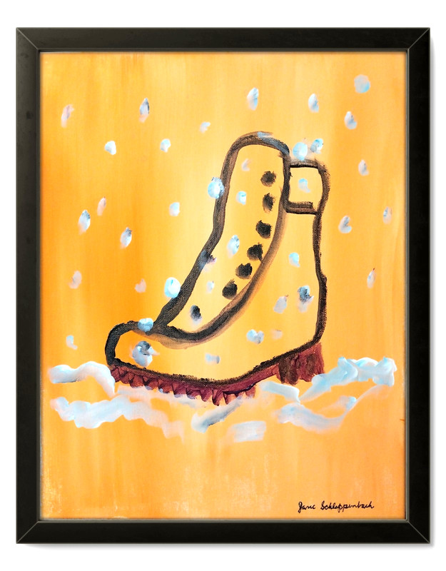 Modern Contemporary 14X11 Ladies Boot Snow Signed Colorful Original Canvas BACH