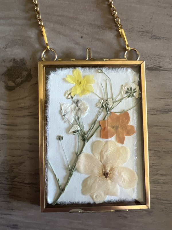 Dried Flowers In Gold Frame,real,cute,original,miniature small,mini,framed gallery