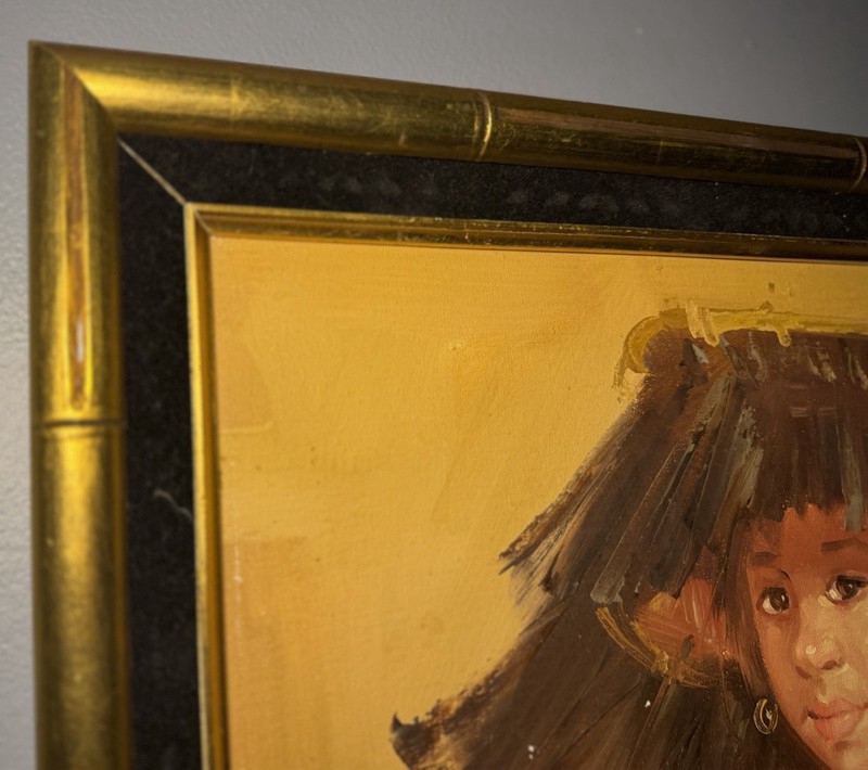 Orig K.K. Wong Oil Painting Chinese Girl Portrait Signed Vintage Framed Artwork gallery