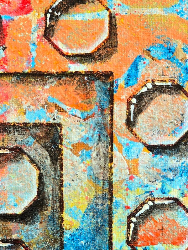 Abstract acrylic picture 20x20 cm geometric shape play painting on canvas gallery