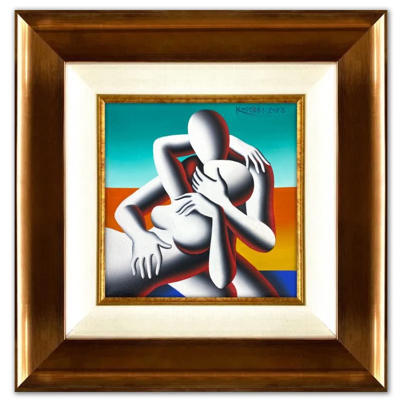 Mark Kostabi «Sea of Devotion» Framed Original Painting Canvas, Hand Signed, COA