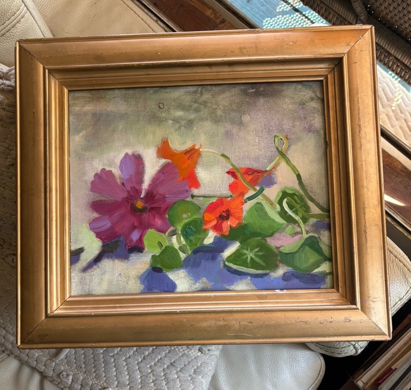 Molly Flannery Original Framed Oil Painting Floral Still Life 18 x 15 Signed gallery