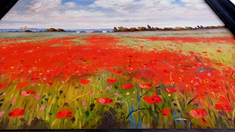 TUSCANY PAINTING POPPIE LANDSCAPE ORIGINAL by BORELLA Toskana malerei gemälde gallery