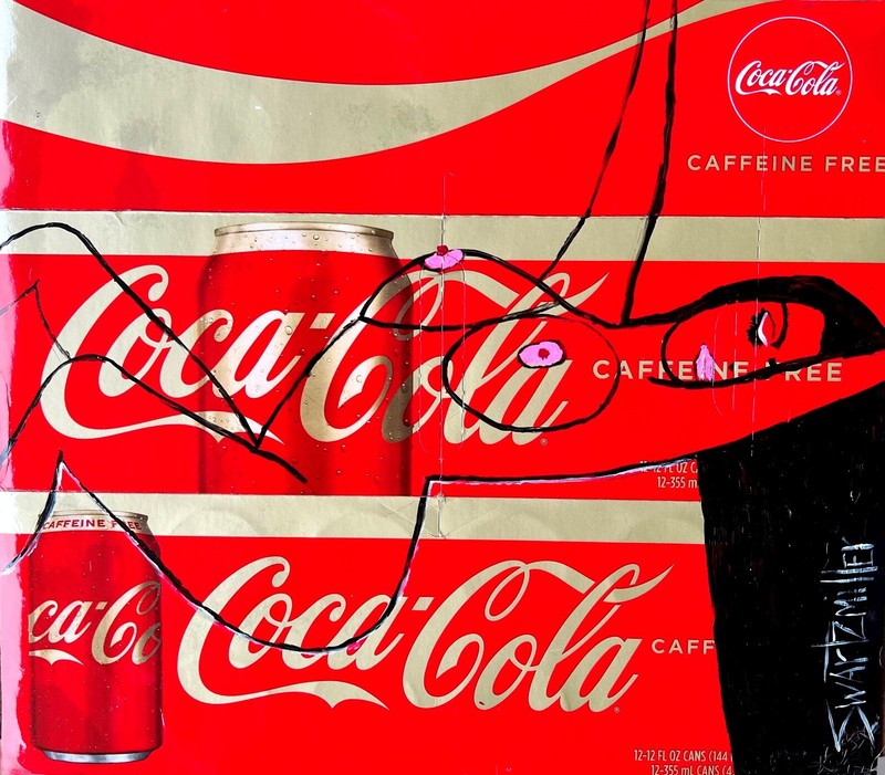 COCA COLA PAINTING original SWARTZMILLER DNA SIGNED POP ART Upcycled CARDBOARD