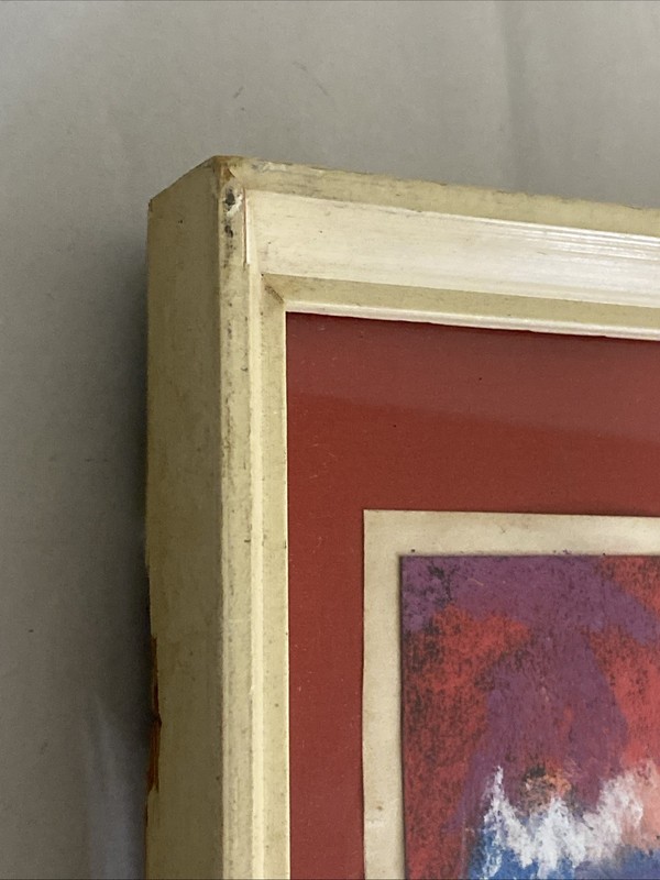 BALKAY Signed Pastel Clown, Expressionist, c.1970s–90s, Framed 9x12, Hungary Art gallery