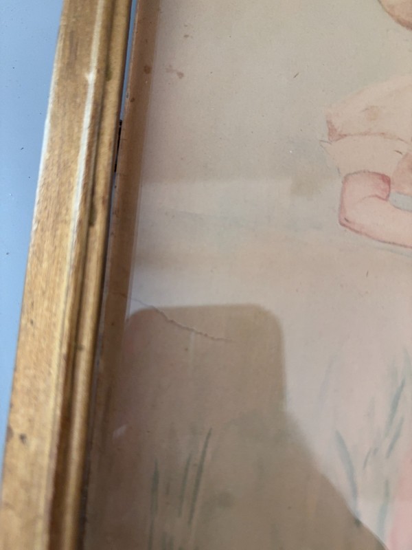 Original A K Wendell Edwardian Lady Floral Hat Watercolor Painting Gilt Frame gallery