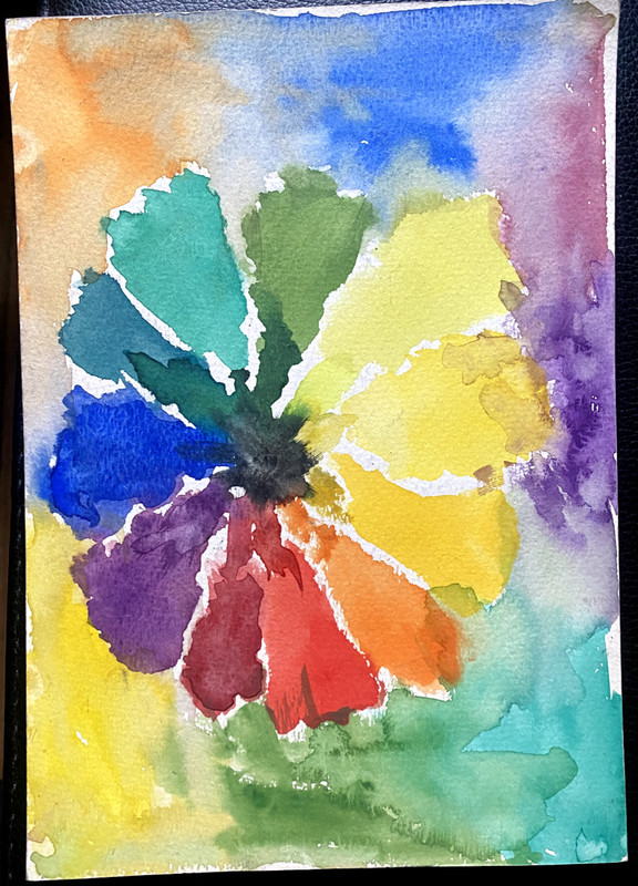 Aquarell Farbkreis Blüte Form Bunte Komposition Gemälde Florale Form