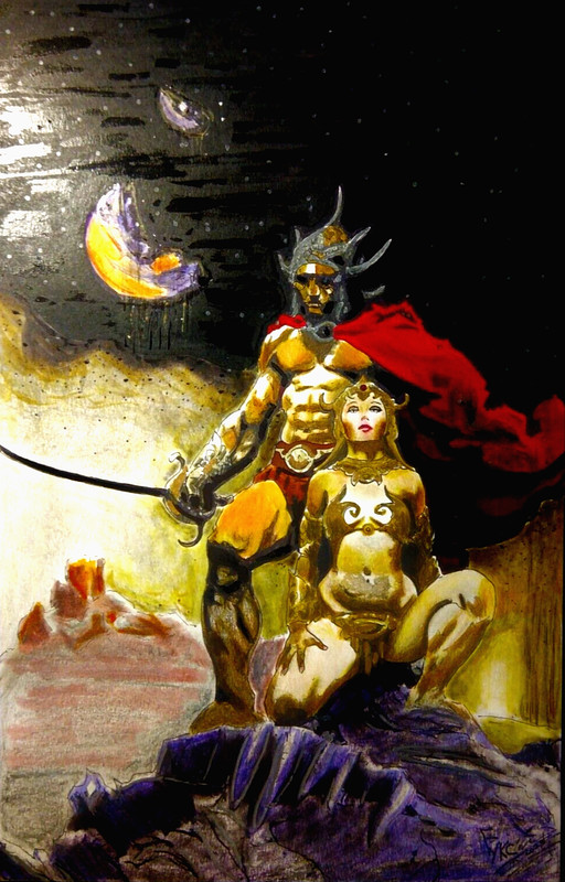 FRANK FRAZETTA REPRO FIGHTING MAN MASTERMIND MARS SIGNED! MINT! 11X17 SPLASH!
