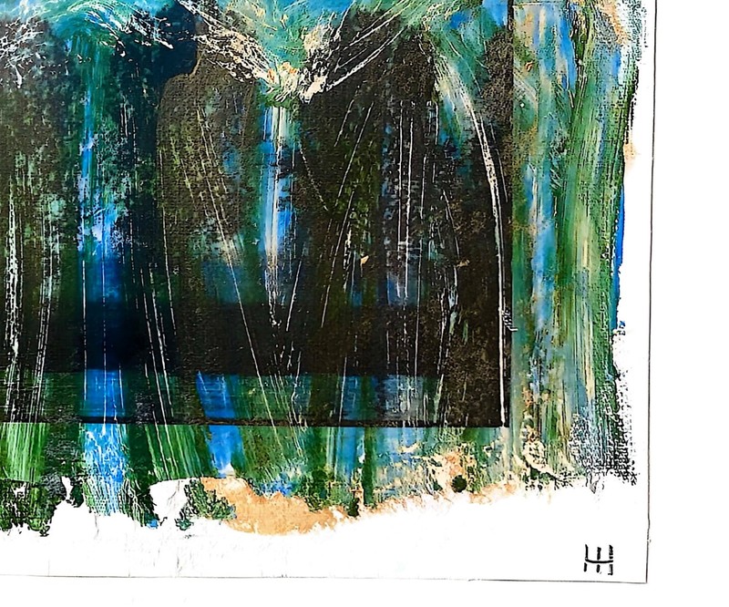 Hand Painted Mountains Abstract 9x12 Acrylic Painting on Paper, Holly Hammond gallery
