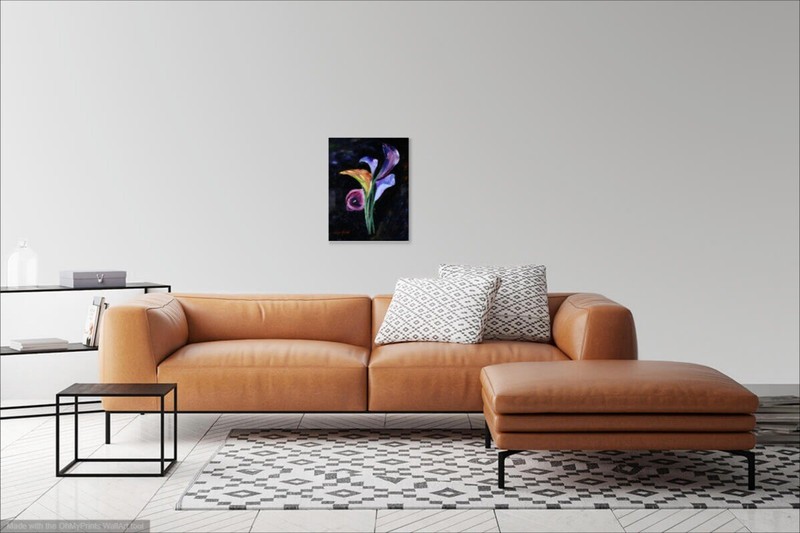 Abstract Bouquet Calla Lilies Original Painting Oil On Canvas Impasto 18 by 14" gallery