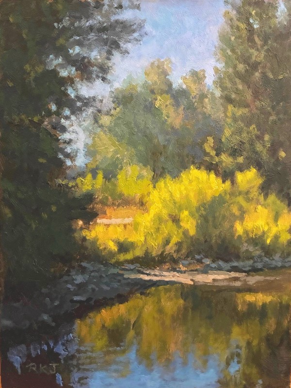 R.K. Jolley original impressionist oil painting impressionist landscape river