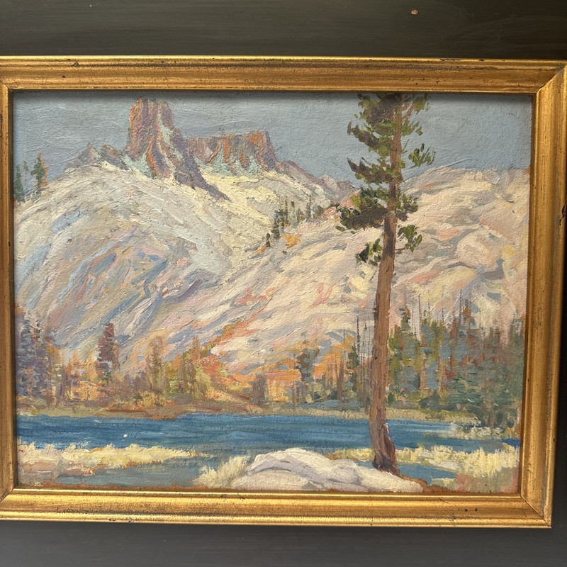 ANTIQUE PAINTING LANDSCAPE Mountains IMPRESSIONIST AMERICAN MYSTERY ARTIST OIL gallery