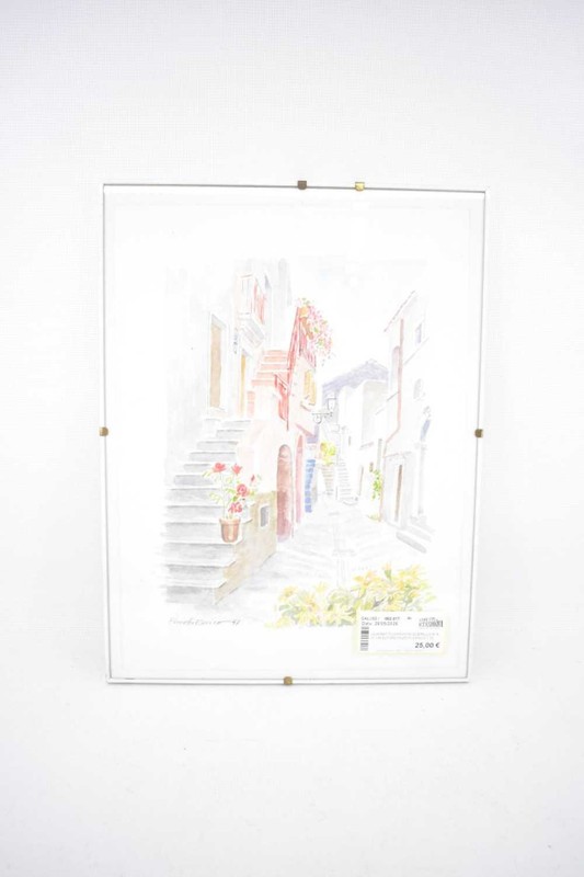 Painted Watercolor Panel 41 x 31 cm Finzetti Enrico