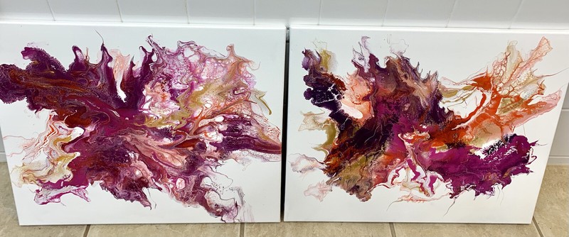 Diptych 2 Piece Set Original Abstract Art Acrylic Painting canvas 16×20”