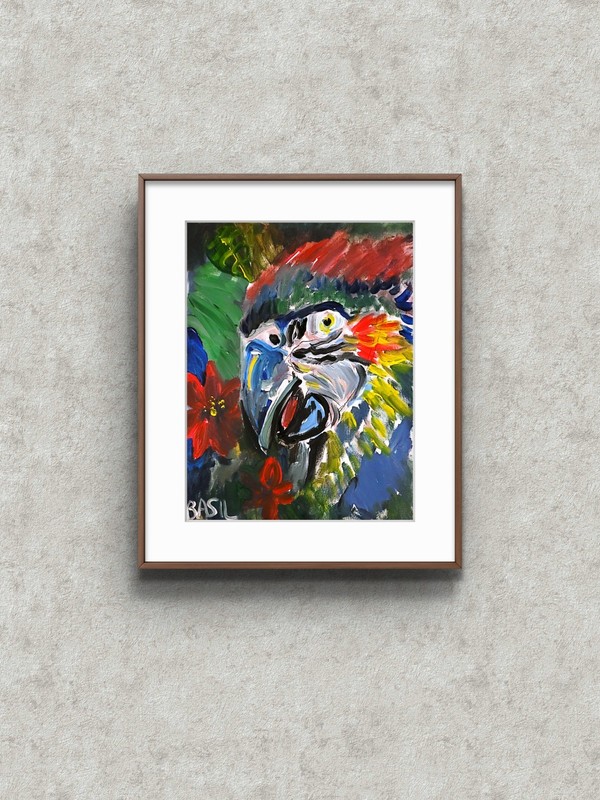 Parrot Unique Abstract Expressionism Wall Art Canvas Board 11x14. gallery