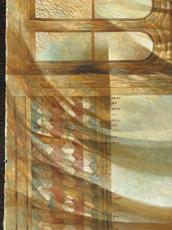 Reflections from a Windswept City Building Casein Painting-1970s-William Gorman gallery