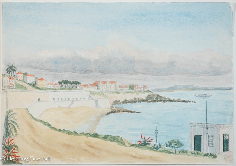 Beautiful Antique English Coastal Landscape Dover Coast Kent, England