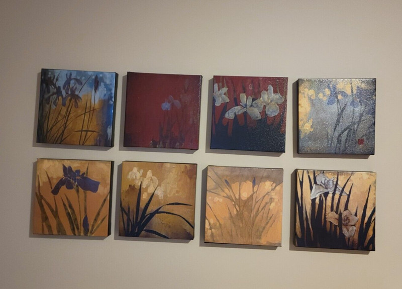 8 PIECES , IRIS NINE PATCH II by DON LI-LEGER 8PC CANVAS
