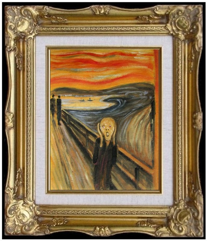 Framed Edvard Munch the Scream Repro, Quality Hand Painted Oil Painting 8x10in