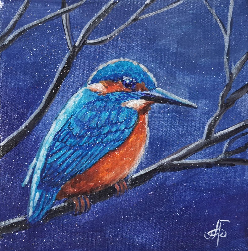 Colorful Kingfisher Bird Wall Art Wildlife Nature Canvas Painting Ukraine Artist gallery