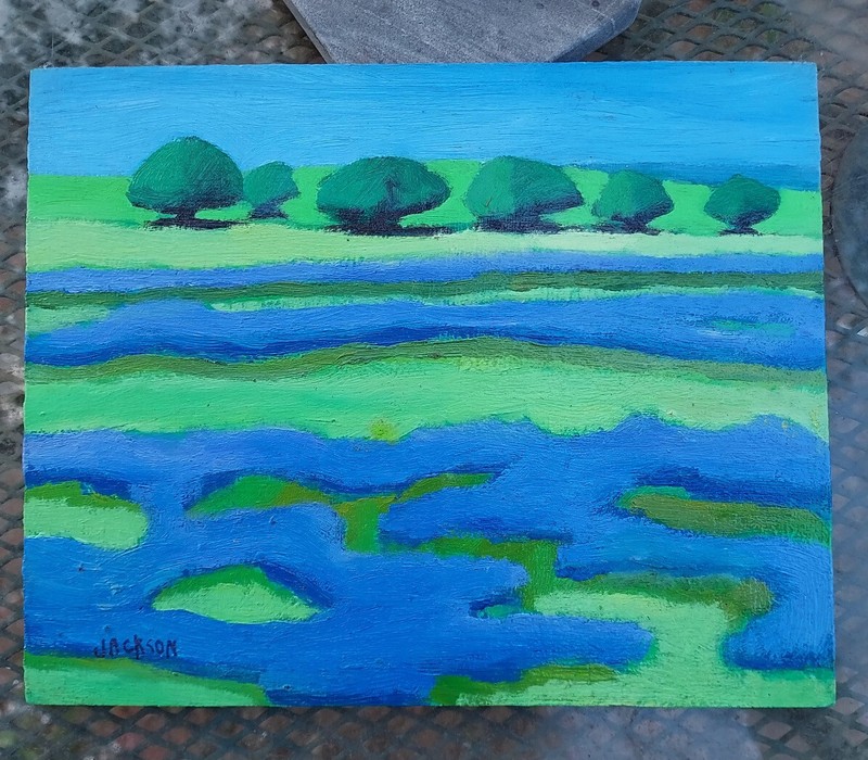 TEXAS BLUEBONNET Field 2, Oil Painting on board,signed. 8X10 in. Not framed.