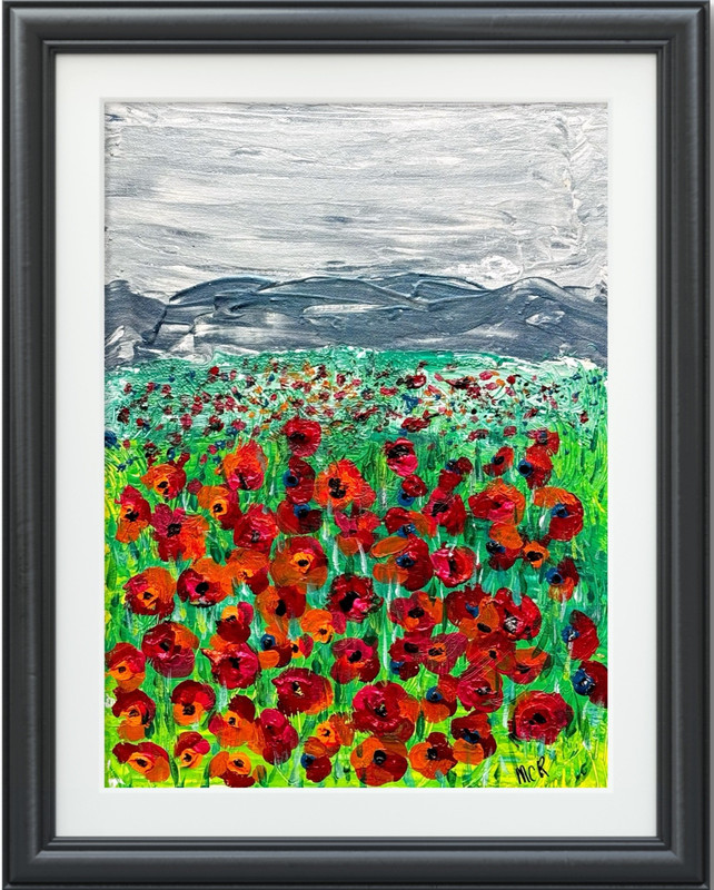 Poppy Red Palette Original Signed Abstract Fine Art Painting 12×16 Canvas Board