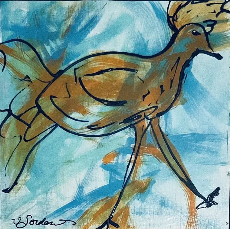 Original painting Abstract Chicken Modern Art “On A Mission” Victoria Jordan