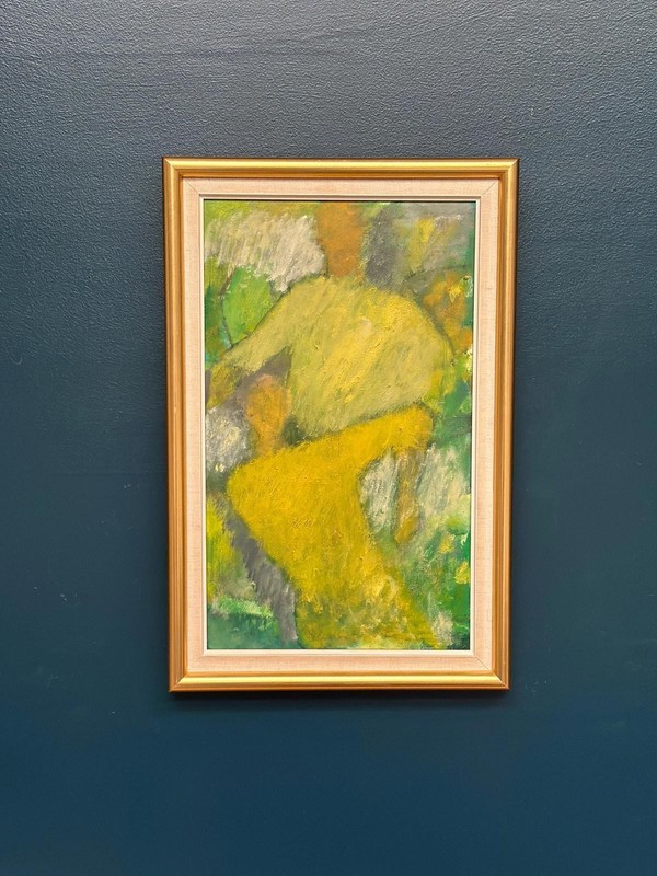Original Swedish Oil on Canvas – “ Figure ” by Karin Tholstrup 1974 64 × 42 cm