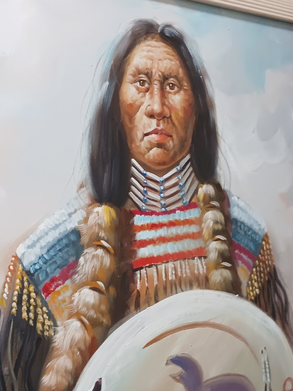 Original Oil Painting Native American Indian signed by A. Norman gallery
