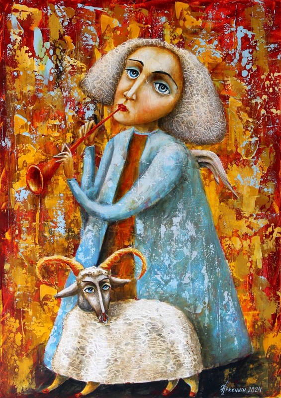 PAINTING ORIGINAL OIL canvas CONTEMPORARY modern ART by Pronkin 2024 SHEEPANGEL
