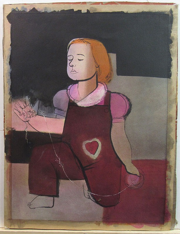 Ruth Zeigler Talovich 1949 Modernist WC Young Girl with Ball of String Listed