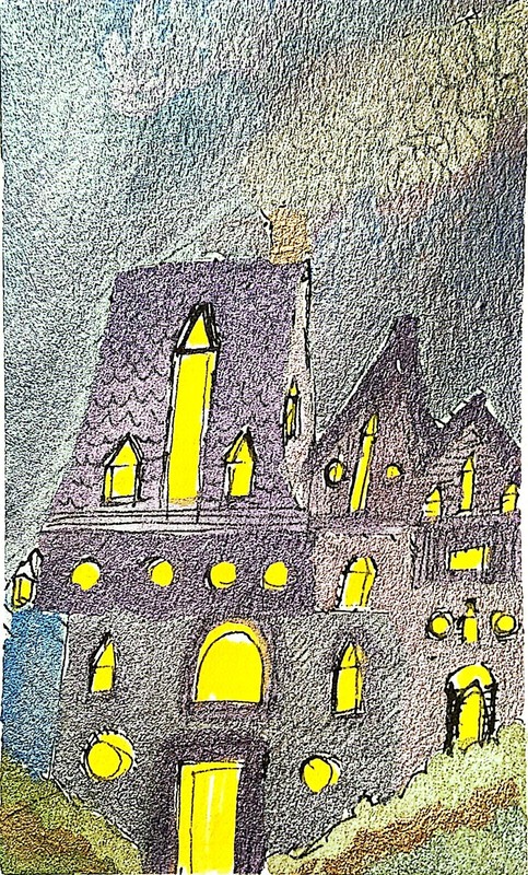 Lights On At Home Abstract Expressionist Original Watercolor Paper 5×7 Signed