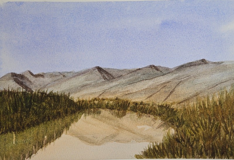 «West Carson River» — Original Watercolor Landscape Painting 10X7″