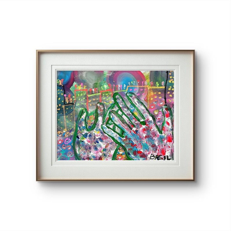 Holi Hands Canvas Colorful Neo Expressionist Original Wall Art 11×14