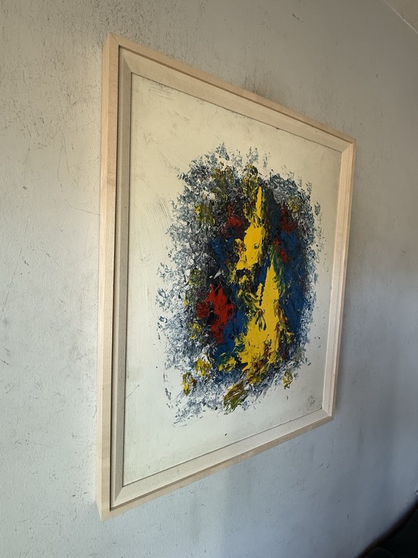 PHILIP KRAN PAVAL VINTAGE MID CENTURY MODERN ABSTRACT OIL PAINTING DANISH 1950 gallery