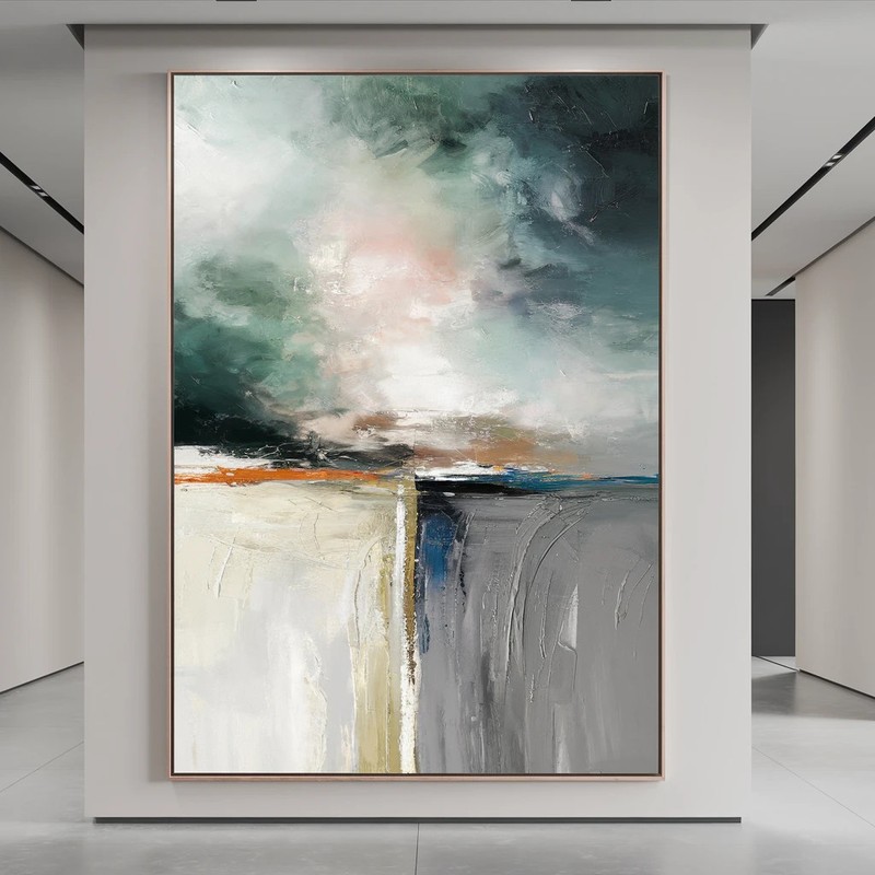 Unique pieces! Avantgarde abstract 100×130 cm oak framed canvas pictures airbrush
