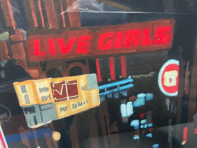 Byron Birdsall Original Watercolor Painting Seattle Wa. After Dark "LIVE GIRLS" gallery