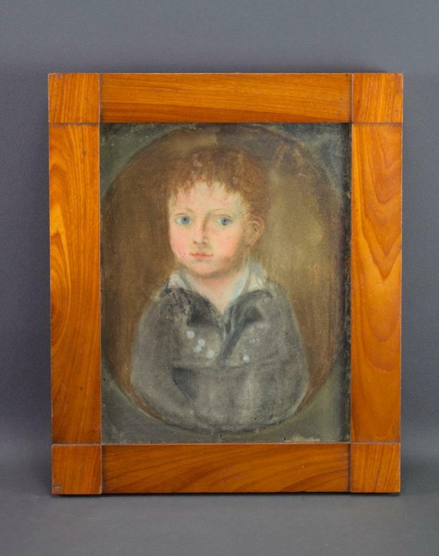 Vintage French Oil Painting Portrait of a Child Empire period gallery