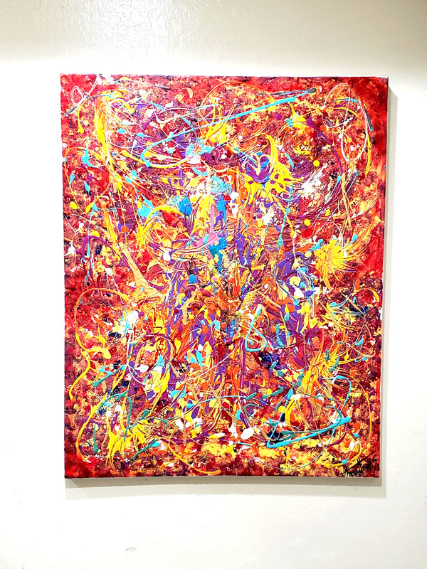 » CAROUSSEL » 36″ x 30″ ORIGINAL EXPRESSIONIST PAINTING by ANNETTE SABBAH