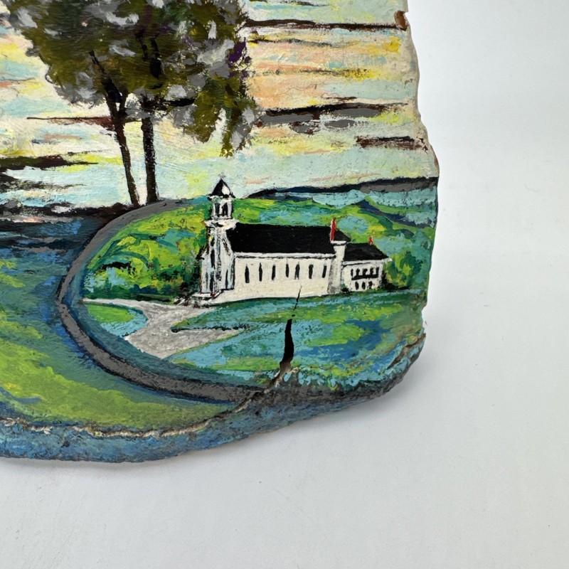 Hand Painted Vintage Multi Scene Sunset On Artist’s Conk Mushroom Signed 1991 CA gallery