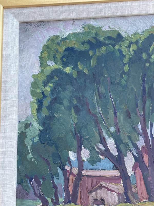 ANTIQUE PAINTING LANDSCAPE LISTED AMERICAN IMPRESSIONIST Kelly 1920’s Signed gallery