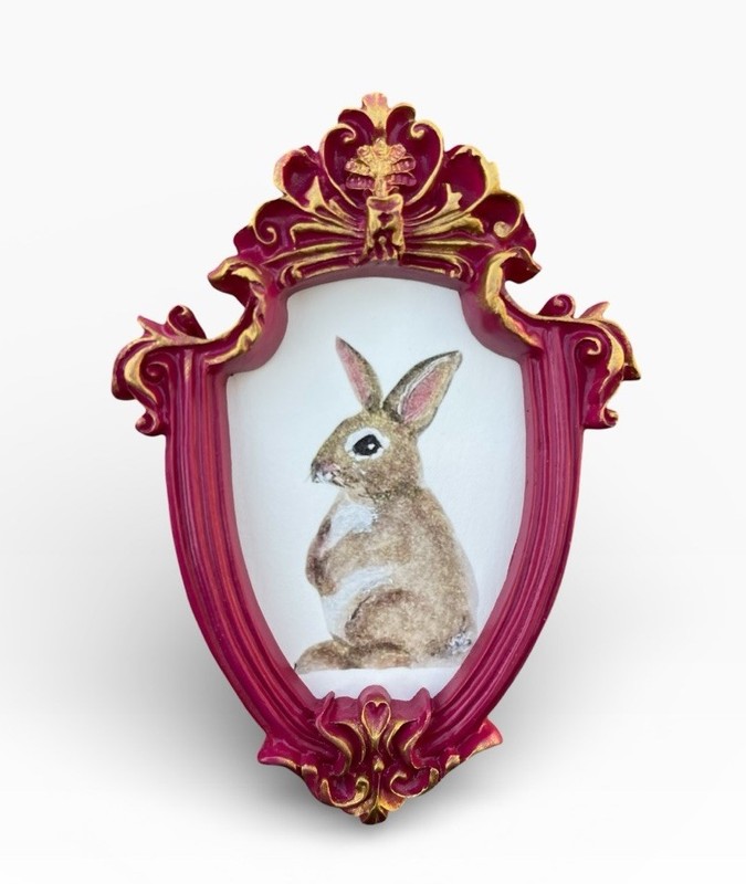 Bunny Rabbit mini watercolor animal print • vintage ornate frame gallery