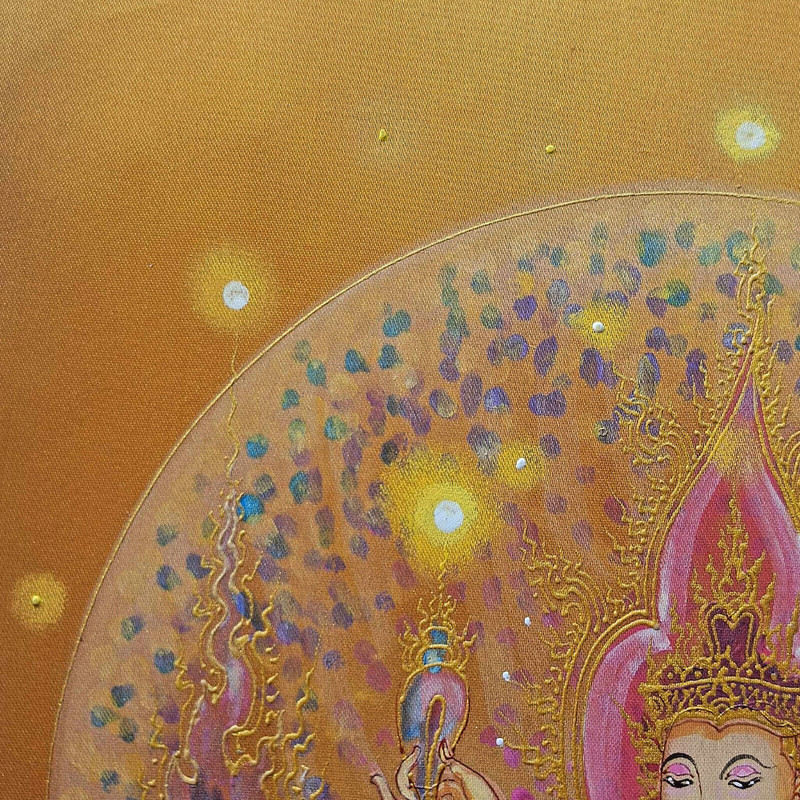 SRI HARI VISHNU NARAYAN HINDU GOD Acrylic painting on Satin blessed 16x12 inch gallery