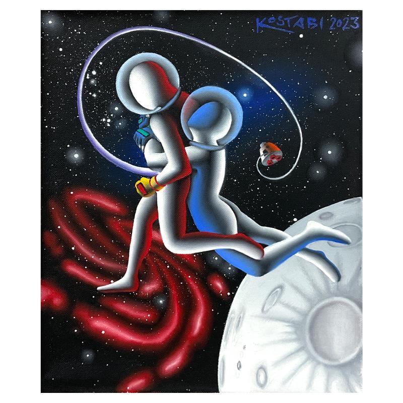 Mark Kostabi «I Just Need Some Space» signed original painting canvas art