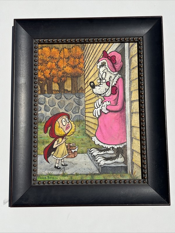 Original Art “What Big Eyes…” Painting By Frank Forte 12×15 Acrylic On Wood